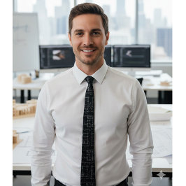 Architectural Blueprint Pattern Men's Neck Tie Slips