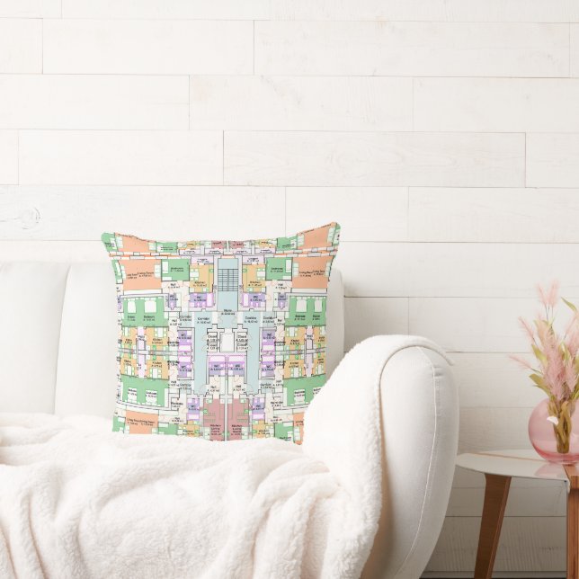 Architectural Blueprint Pattern Throw Pillow Kudde (Soffa)