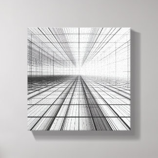architectural grid perspective, 3D wireframe art,  Canvastryck