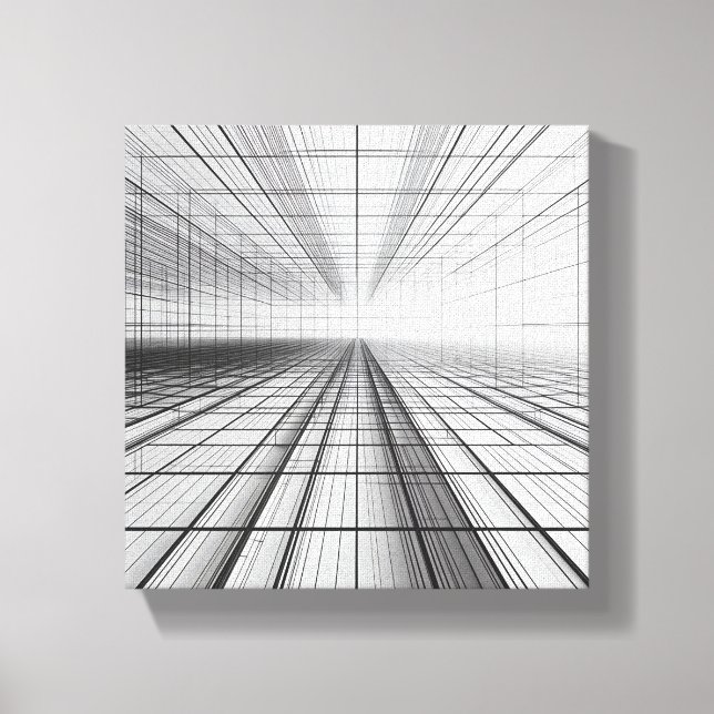 architectural grid perspective, 3D wireframe art,  Canvastryck (Framsida)