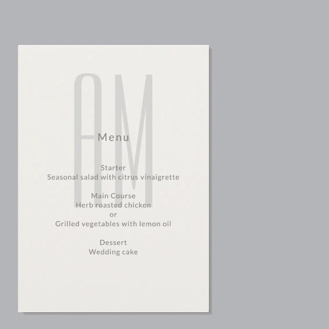 Architectural Monogram Minimal Wedding Meny (Skapare uppladdad)