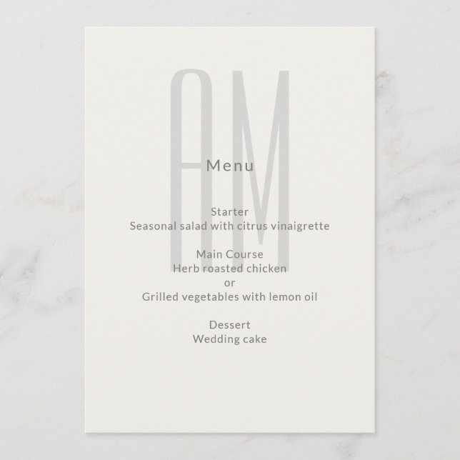 Architectural Monogram Minimal Wedding Meny (Framsida)