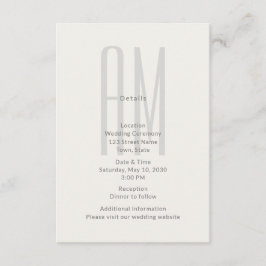 Architectural Monogram Wedding Details Card Tilläggskort