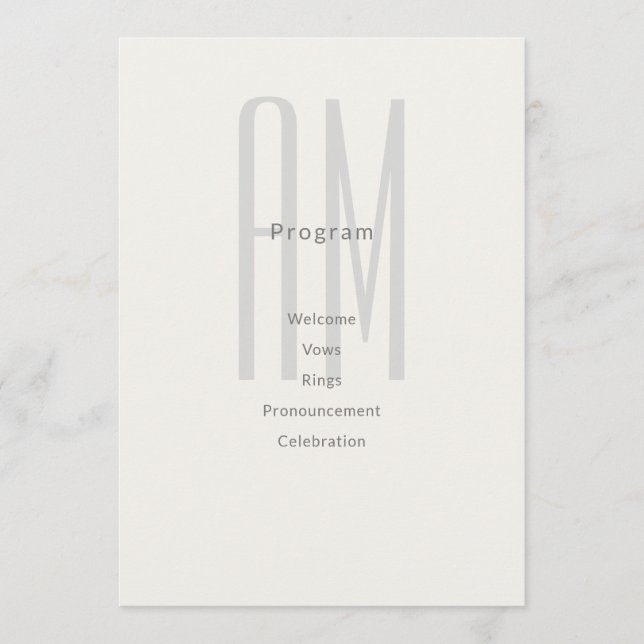 Architectural Monogram Wedding Program Card (Framsida)