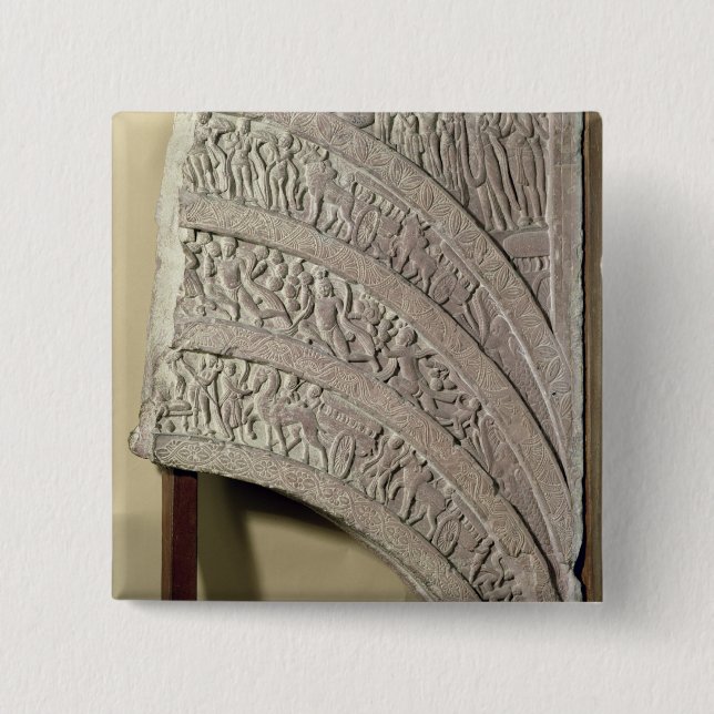 Architrave från en nyckel, röd sandsten, Mathura, Knapp (Framsida)