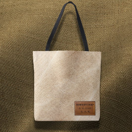 Archive Burlap Texture Stitched Leather-Look Tygkasse