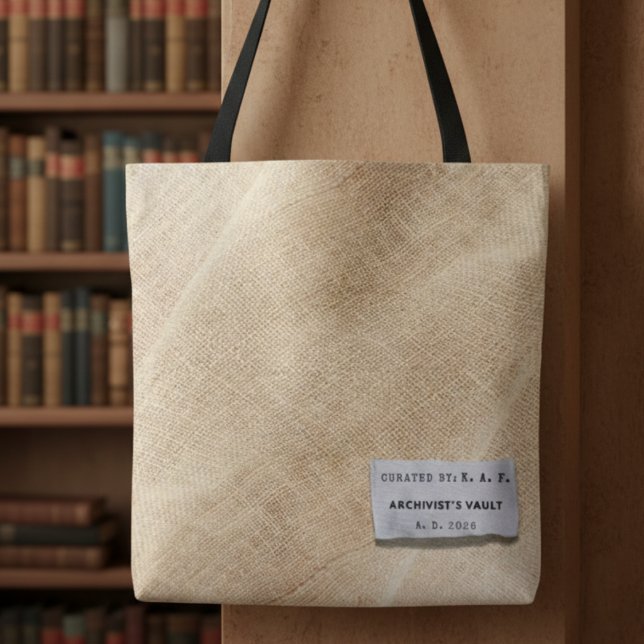 Archivist’s Vault: Linen-Look Personalized Tote Tygkasse (Skapare uppladdad)