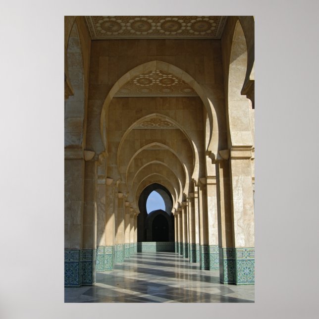 Archway Gallery vid Hassan II Mosque, Casablanca Poster (Framsidan)