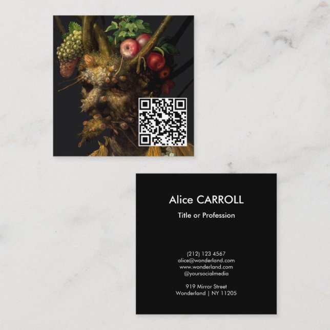 Arcimboldo - fyra säsong i ett huvud - QR-kod Fyrkantigt Visitkort (Fram/baksida)