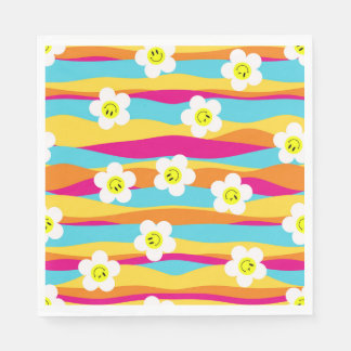 Arcoíris de colores con flores de caritas sonrien pappersservett