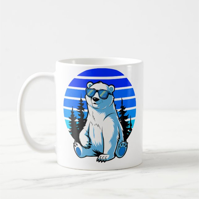Arctic Animal Polar Bear Lover Cool Sunglasses Pol Kaffemugg (Vänster)