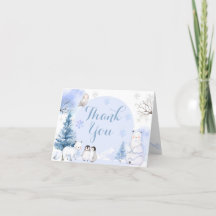 ARCTIC ANIMAL Snöflingor Baby Shower Foldad