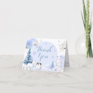 ARCTIC ANIMAL Snöflingor Baby Shower Foldad Tack Kort