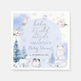 ARCTIC ANIMAL Snöflingor Träd Baby Shower Papper Pappersservett