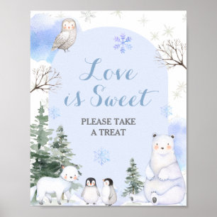 ARCTIC ANIMAL Snöflingor Träd Kärlek är Sweet Poster