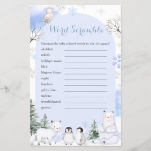 ARCTIC ANIMAL Snöflingor Träd Ord Scramble