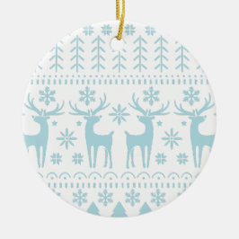 Arctic Blue Folk Art Winter Theme Julgransprydnad Keramik