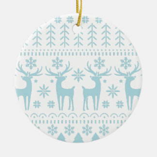 Arctic Blue Folk Art Winter Theme Julgransprydnad Keramik