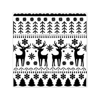 Arctic Blue Folk Art Winter Theme Självfärgande Stämpel