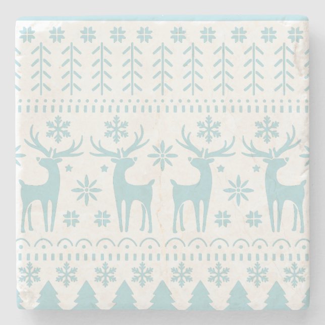 Arctic Blue Folk Art Winter Theme Stenunderlägg (Framsidan)