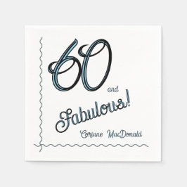 Arctic Blue Sixty and Fabulous 60th Birthday Party Pappersservett