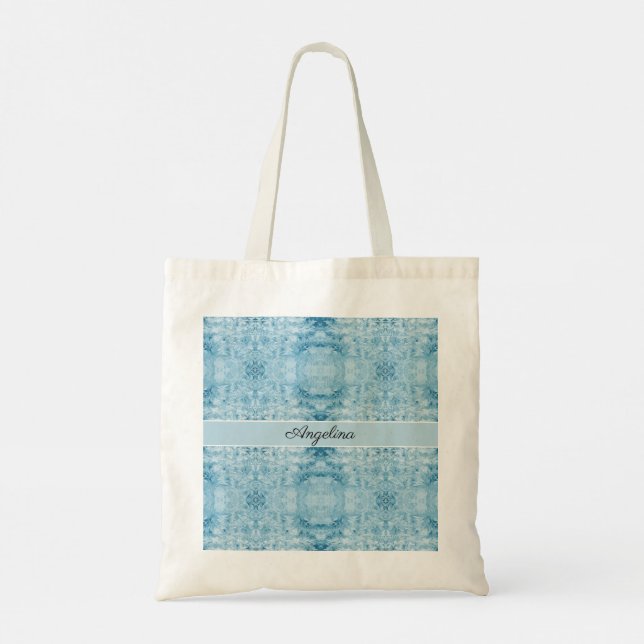 Arctic Carryall | Blå & Vit Fjädermönster  Tygkasse (Baksida)