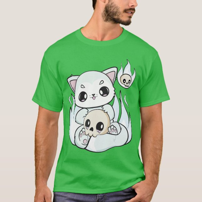 Arctic Fo Plays With Kawaii Halloweenoy For Horror T Shirt (Framsida)