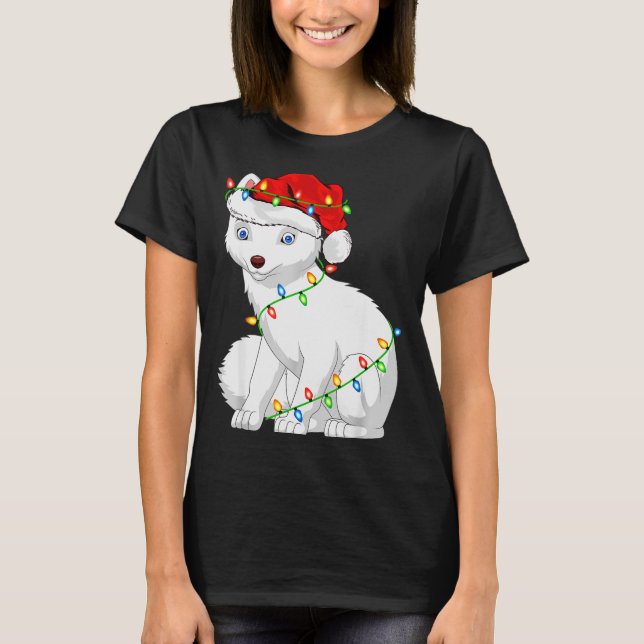Arctic Fox Animal Lover Xmas Santa Hat Arctic Fox  T Shirt (Framsida)
