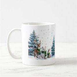 Arctic Fox Moose and Hare Winter Wildlife Trio Kaffemugg