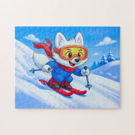 Arctic Fox Skiing Down a Snowy Mountain Pussel