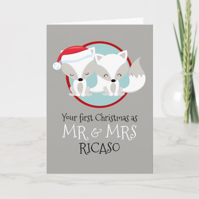 Arctic Foxar Ditt Första Jul Som Herr Och Fru Helgkort (Framsida)