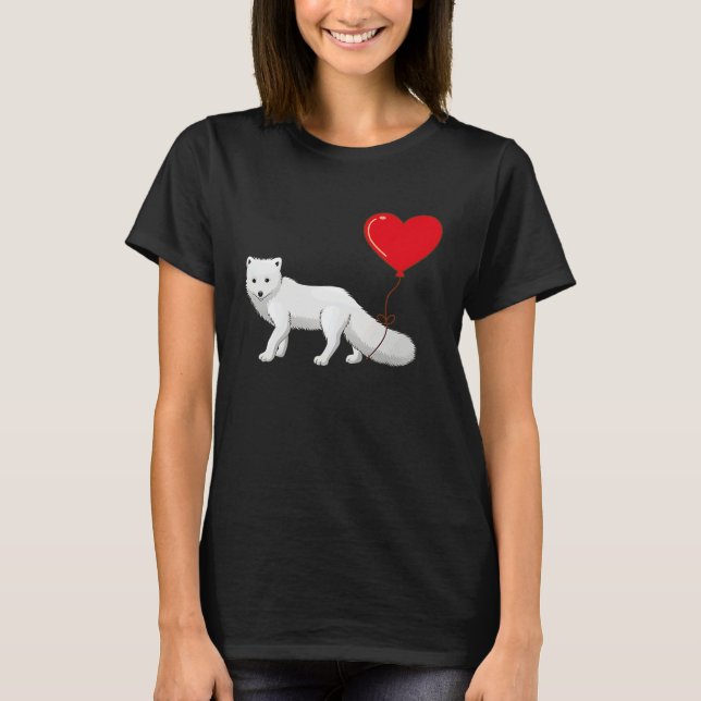 Arctic Foxes With Heart Balloon Valentines Day Lov T Shirt (Framsida)