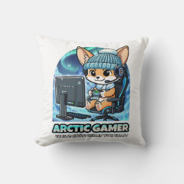 Arctic Gamer Fennec Fox - Winter Gaming Aurora Bor Kudde
