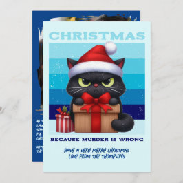 Arctic Glow Funny Cat Retro Christmas Photo Julkort