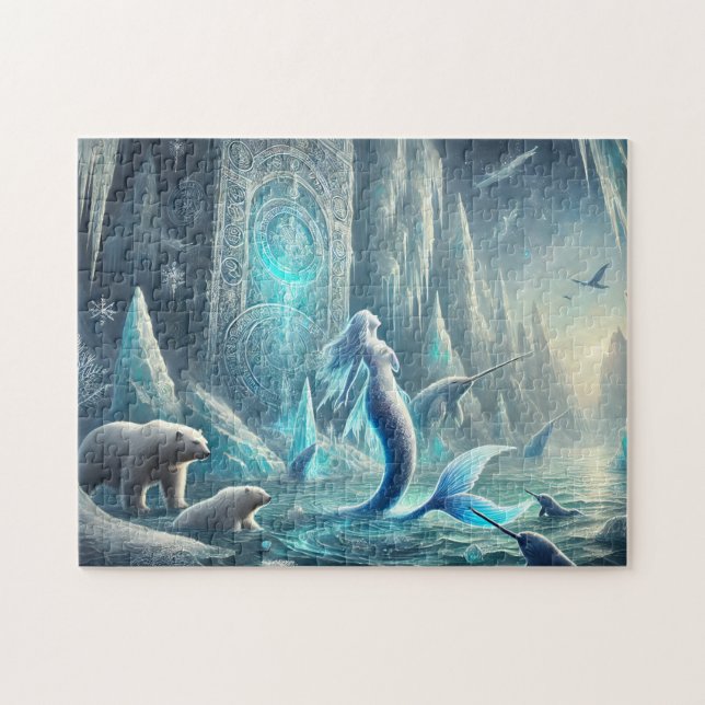 Arctic Mermaid Fantasy Polar Scene Pussel (Horisontell)
