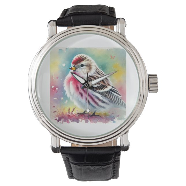 Arctic redpoll 211024AREF151 - Watercolor Armbandsur (Framsida)