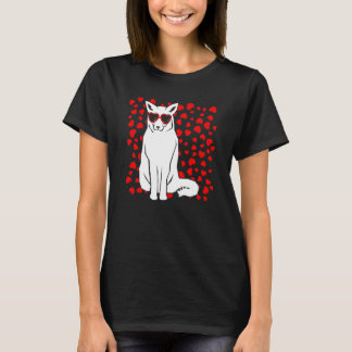 Arctic Snow Fox Heart Glasses Valentines Day Anima T Shirt