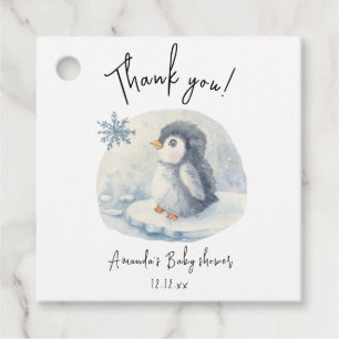 Arctic söt Pingvin tack baby shower Gåvor Etiketter