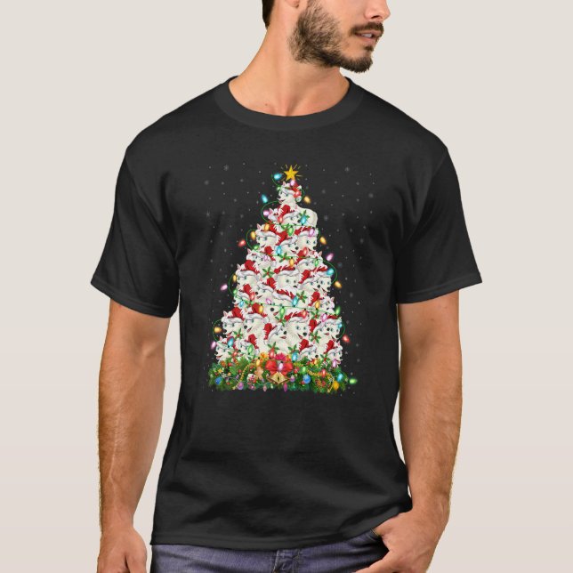 Arctic Wolf  Xmas Lights Arctic Wolf Christmas Tre T Shirt (Framsida)