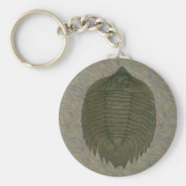 Arctinrus Boltoni Fossil Trilobite Rund Silverfärgad Nyckelring