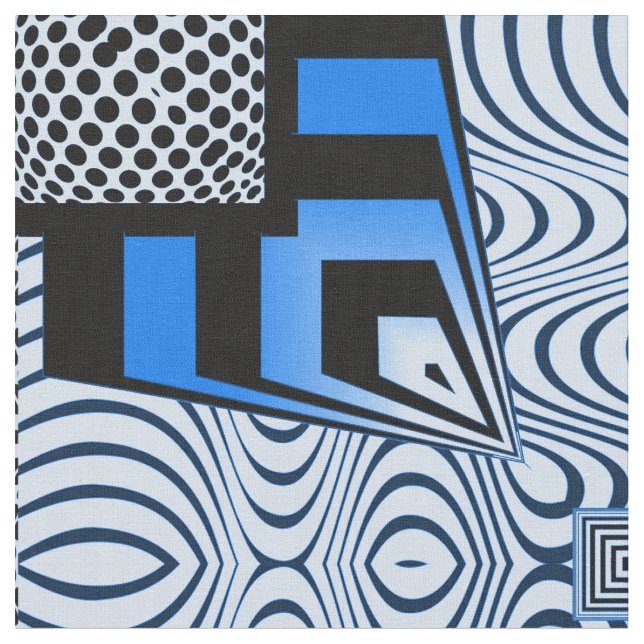 Arcturian Op-Konst blått Tyg (Närbild)