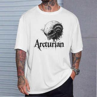 Arcturian T-Shirt, Stjärnfrö Alien Huvud Grafisk T Shirt