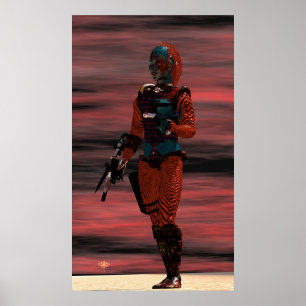 ARCYBORG I DESERT SUNSET Science fiction Scifi Poster