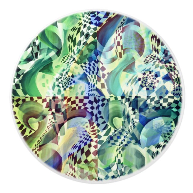 Ardeco Abstrakt Distortion Emerald Knopp (Framsidan)