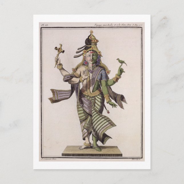 Ardhanarishvara, från 'Voyage aux Indes et a la Ch Vykort (Framsida)