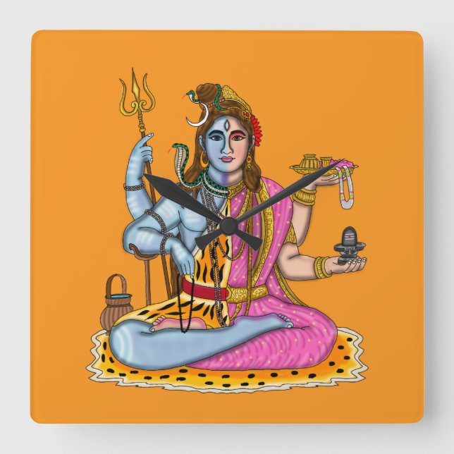 Ardhanarishvara-klocka Fyrkantig Klocka (Framsida)