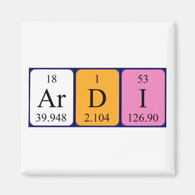 Ardi periodiskt återkommande bord namn magnet (Framsidan)