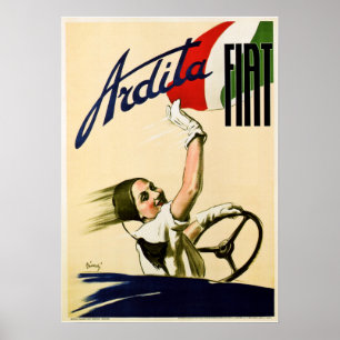 ARDITA FIAT Advertisement Vintage bil Tävla Poster