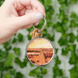 Ardrossan Beach Sunset, Scotland Rund Silverfärgad Nyckelring