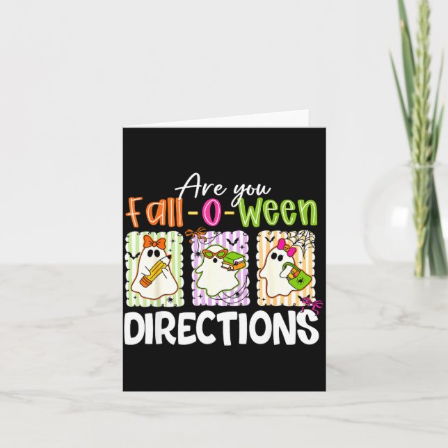 Are You Fall-o-ween Directions Cute Ghost Teacher  Kort (Framsida)